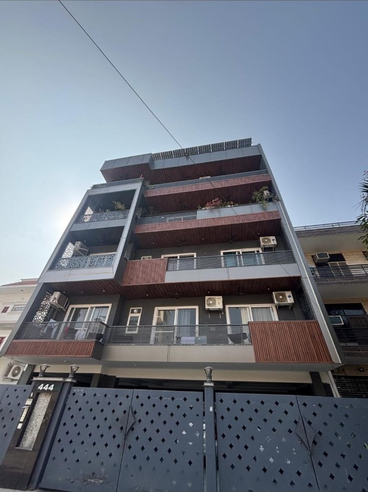 Completed modern residential building facade