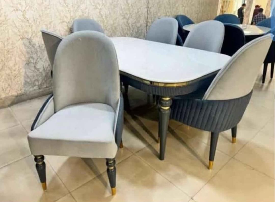 Custom dining furniture with marble top