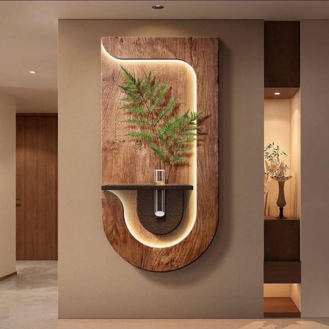 Premium wooden entryway panel with backlight detailing